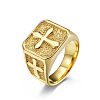 Square with Cross Pattern 304 Stainless Steel Finger Rings for Men FS-WGAC6B1-08-2