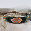 Bohemian Style Rhombus Pattern Glass Seed Beaded Braided Bead Bracelets WG1D303-02-1