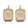 Brass Micro Pave Clear Cubic Zirconia Pendants KK-S356-234N-G-NF-1