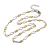 304 Stainless Steel Flower Link Chain Necklaces for Women NJEW-A046-02C-GP-4