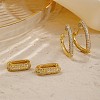 Elegant Retro Brass Pave Clear Cubic Zirconia Hoop Earrings XW2787-1-4