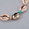 Adjustable Cowrie Shell and Synthetic Turquoise Beaded Necklaces NJEW-JN02300-02-3