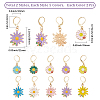 20Pcs 10 Styles Flower Alloy Enamel Pendant Locking Stitch Markers HJEW-SC00173-2