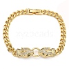Brass Micro Pave Cubic Zirconia Link & Charm Bracelets BJEW-K261-02G-02-1