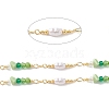 Brass Glass Bead Link Chains with ABS Imitation Pearl Beads CHS-P016-39G-02-2
