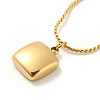 Synthetic Shell Square Pendant Necklace NJEW-G085-10G-3