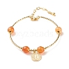 4Pcs 4 Style Brass Coin Charm Bracelets Set with Natural Mixed Gemstone Beads for Women BJEW-TA00116-3