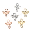 Brass Clear Cubic Zirconia Charms ZIRC-C024-16-1