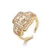Brass Micro Pave Cubic Zirconia Open Cuff Rings RJEW-R146-16B-G-1