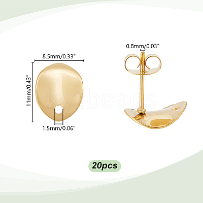 20Pcs 304 Stainless Steel Stud Earring Findings STAS-UN0059-04-1