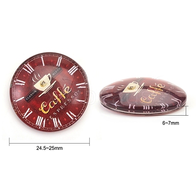 Printed Picture Glass Cabochons GGLA-YW0001-01B-1