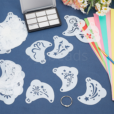 20Pcs PET Tattoo Stencil Templates AJEW-WH20141-12-1