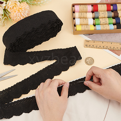 15 Yards Cotton Embroidery Bowknot Lace Ribbons OCOR-WH0045-35B-1
