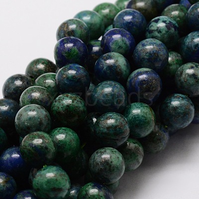 Natural Chrysocolla and Lapis Lazuli Beads Strands X-G-E329-10mm-42-1