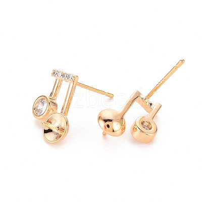 Brass Micro Pave Clear Cubic Zirconia Earring Findings KK-T062-230G-NF-1