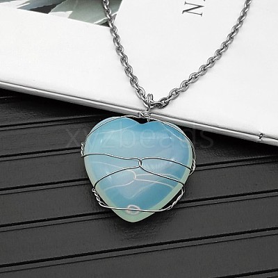 Synthetic Opalite Pendant Necklaces CY8832-4-1