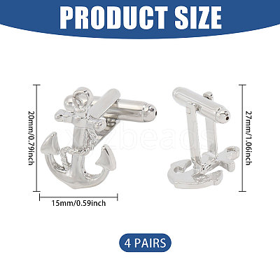 4 Pairs Alloy Cufflinks FIND-CA0011-40P-1