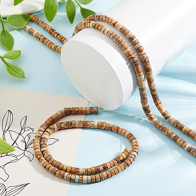 3 Strands Natural Picture Jasper Beads Strands G-GO0001-55-1
