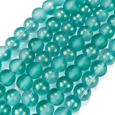 Frosted Transparent Glass Bead Strands GLAA-P065-6mm-08-1