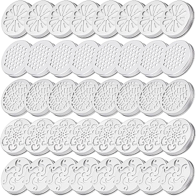 40Pcs 5 Style Aluminium Hollow Candle Canister Lids AJEW-BC0003-62-1