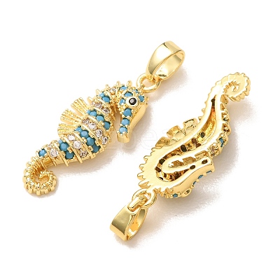 Brass Micro Pave Deep Sky Blue Cubic Zirconia Pendants X-CU-CBA9AB3-39G-1