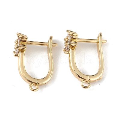 Brass Flower Hoop Earring Findings ZIRC-L097-054G-1