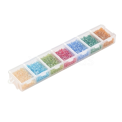 3500Pcs 7 Colors 12/0 Glass Round Seed Beads SEED-YW0001-20-1