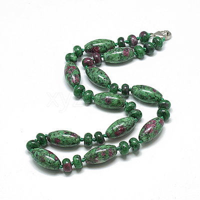 Natural Ruby in Zoisite Beaded Necklaces NJEW-S388-22-1