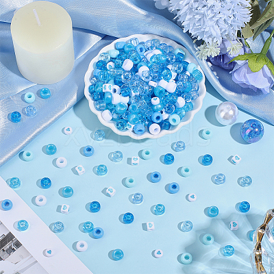 1200Pcs 10 Styles Opaque Plastic and Opaque Acrylic Beads KY-PA0001-15B-1