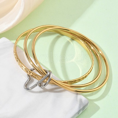 Two Tone 304 Stainless Steel Multi-strand Bangles for Women BJEW-F540-06GP-1