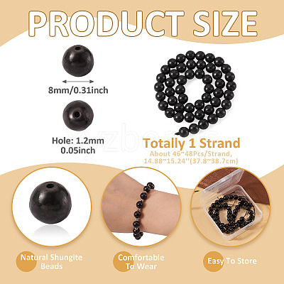 1 Strand Natural Shungite Beads Strands G-TA0003-34C-1