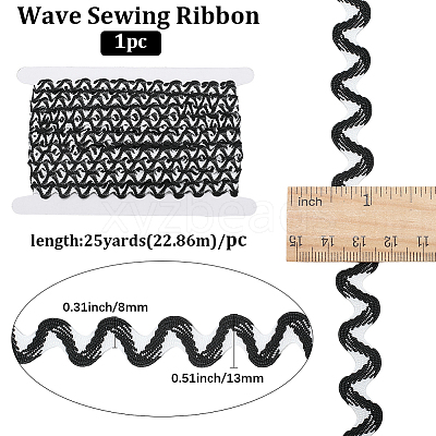 24.5~25 yards Two Tone Polyester Wave Lace Trim Ribbon OCOR-GF0004-35A-1