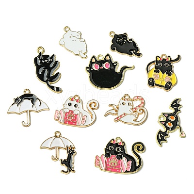 40Pcs 20 Styles Halloween Theme Zinc Alloy Enamel Pendants ENAM-CJ0006-67-1