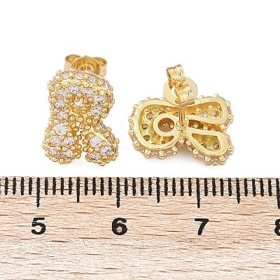 Brass Micro Pave Cubic Zirconia Stud Earrings EJEW-Z091-04G-R-1