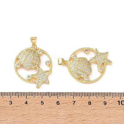 Brass Micro Pave Clear Cubic Zirconia Pendants CU-CBA03AF-07G-1