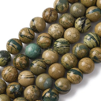 Natural Green Dragon Veins Beads Strands G-D098-A01-8mm-1