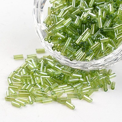 Tube Transparent Colours Pearl Luster Plated Round Hole Glass Bugle Beads SEED-I001-104-1