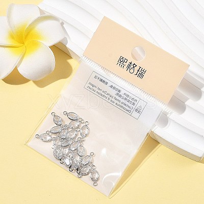 SHEGRACE Brass Pave Cubic Zirconia Oval Connector Charms XGRQ2O560-439A-G-1
