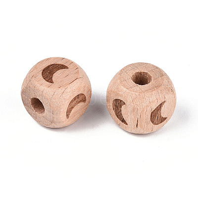 Engraved Beech Wood Beads WOOD-N015-08B-1