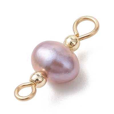 Natural Cultured Freshwater Pearl Potato Connector Charms PALLOY-JF04928-1