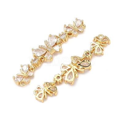 Brass Pave Clear Cubic Zirconia Connector Charms KK-Z139-12G-01-1