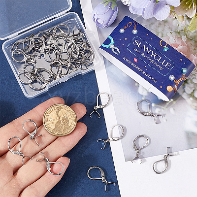 40Pcs 304 Stainless Steel Leverback Earring Findings STAS-SC0009-31P-1