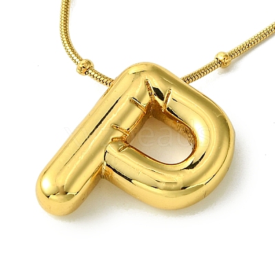 Ion Plating(IP) Initial Letter 304 Stainless Steel Pendant Necklace NJEW-R265-05G-P-1
