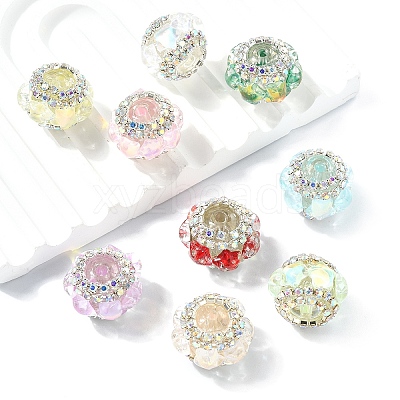 9Pcs 9 Colors Acrylic Rhinestone Rondelle Beads OACR-YW0004-54-1