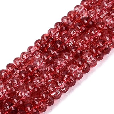 Crackle Transparent Glass Beads Strands GLAA-N074-02A-08-1
