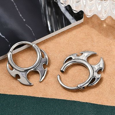 Fire Shaped 316 Surgical Stainless Steel Hoop Earrings LS-EJEW-G416-35P-1