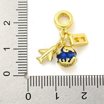 Rack Plating Brass Pave Clear Cubic Zirconia European Dangle Charms X-KK-P270-01G-1