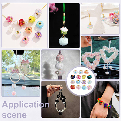 90Pcs 15 Colors Polyester & Plastic Paillette European Beads FIND-PH0029-13-1