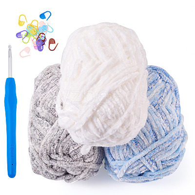 3 Rolls Polyester Chenille Wool Yarn OCOR-MB0001-06C-1