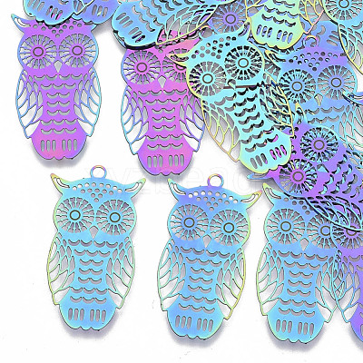Ion Plating(IP) 201 Stainless Steel Filigree Pendants STAS-R102-23-1